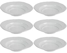 6er Set Piatto Fondo, Piatto Pasta Galestro D.23cm Bianco Ceramica Virginia Casa