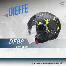 CASCO JET DIEFFE DF88 DOPPIA VISIERA ARMY  GIALLLO TG.S