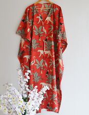 Abito lungo indiano vintage 100% cotone spiaggia maxi caftano taglia unica caftano kimono