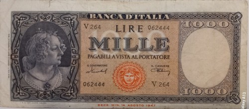 Banconota lire 1000 - lire, italia