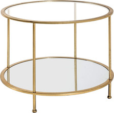 Tavolino Oro, Metallo, Vetro