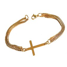 Bracciale con croce in acciaio inox oro da uomo braccialetto a catena donna