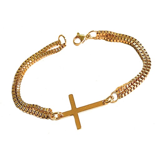 Bracciale con croce acciaio - bracciale,