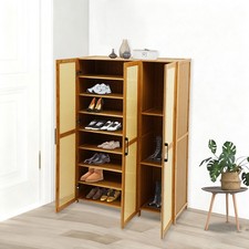 Scarpiera Portaoggetti Multistrato in Bambù con Ante Ventilate