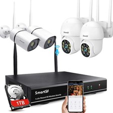 SmartSF Kit Videosorveglianza WiFi 8CH 3MP NVR + 4 Telecamere Esterno, 1TB HDD