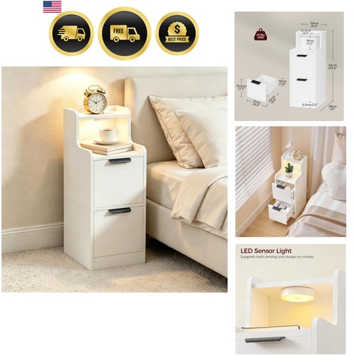 Comodino stretto con luce - comodino,