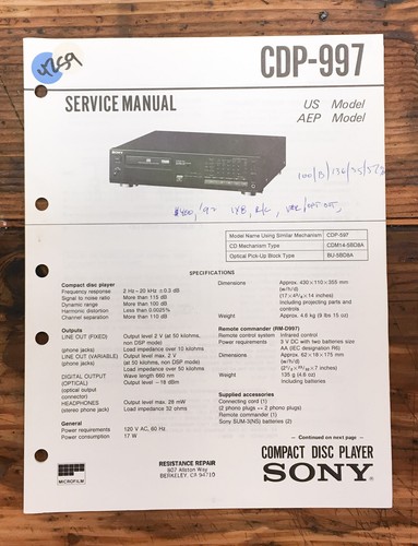 Sony cdp 997 lettore - cdp-997, cd