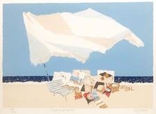 EANDI FERNANDO "GIORNATA DI  VENTO" - 1985  SERIGRAFIA  A 7 COLORI- TORINO