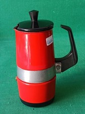 VECCHIA RARA CAFFETTIERA MONETA VINTAGE ANNI '70 METALLO SMALTATO 3 TAZZE. CQ44