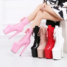 Stivaletti sexy 20 cm tacco altissimo plateau stringati pole dance zip laterale