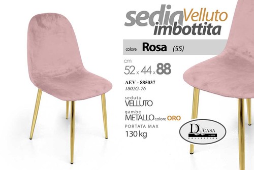 Sedia velluto rosa piedi - sedia,