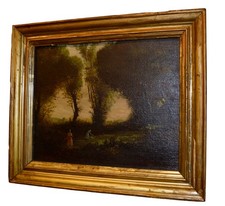 antico dipinto olio su tela  epoca fine '800 francese