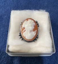 Spilla/Ciondolo Cammeo Mandile Italiano, Fatto a Mano e Set in Argento