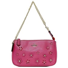 COACH Accessorio Pouch Mini Borsa a Mano Tote Borsetta PVC Pelle Rosa Autentica