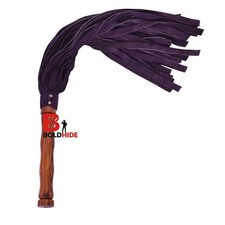 Frusta in pelle BDSM a 50 code in camoscio viola con manico in legno
