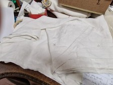 Lenzuolo canapa lino bianca ricamato Linen Bed Sheet 212x298 B15 °