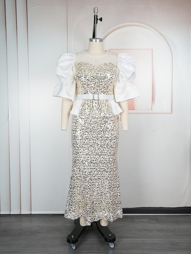 Abito lungo bodycon paillettes