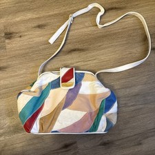 Borsa a tracolla vintage in pelle patchwork multicolore