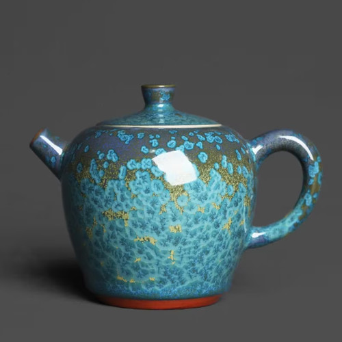 Blue ceramic teapot pottery - ceramic,