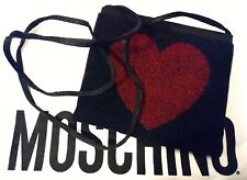 MOSCHINO BORSA POCHETTE CUORE ROSSO IN RASO E PERLINE ORIGINALE VINTAGE NUOVA!