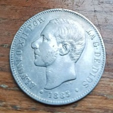 SPAGNA ALFONSO XII 5 PESETAS 1885 BELLISSIMA MONETA ARGENTO SCUDO