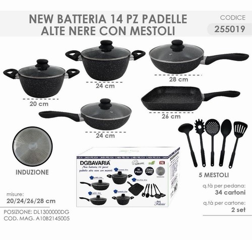 Batteria pentole padelle 14 - batteria,