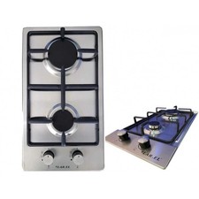 PIANO COTTURA INCASSO DOMINO 2 FUOCHI A GAS ACCIAIO INOX LAREL GRIGLIE GHISA