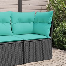 Garden Sofa Black PE Rattan