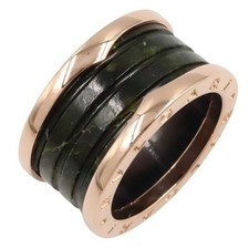 Anello ceramica BVLGARI B-zero1 18KPG oro rosa nero usato misura USA 7,25 #55