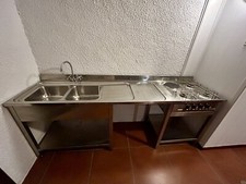 Lavello Cucina 2 Vasche Con Piano Cottura 85x56x220