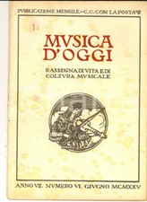 1925 MUSICA D'OGGI Canti