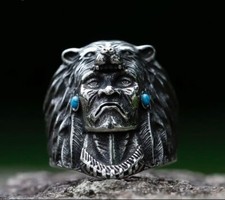 ANELLO UOMO INDIAN WARRIOR LUPO ACCIAIO INOX 316L
