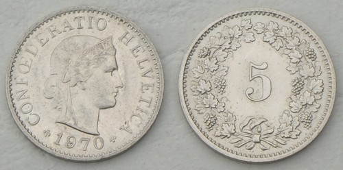 Svizzera rappen moneta corso - svizzera, 5