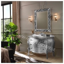 Mobile Bagno Foglia Argento Con Bassorilievo E Maniglie Swarovski 