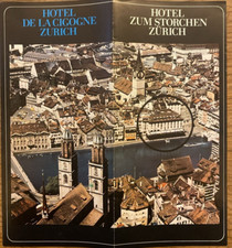 HOTEL ZUM STORCHEN -HOTEL DE LA CICOGNE -  ZURICH - HOTEL VINTAGE BROCHURE 1978