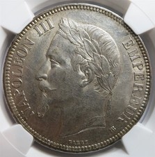 FRANCIA 5 Franchi 1869 BB NGC