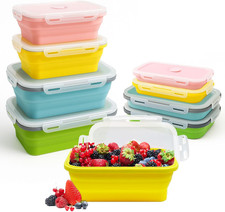 4 Contenitori Alimentari Pieghevoli in Silicone (800Ml+1200Ml) - Lunch Box Bento