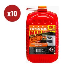 10 TANICHE DA 20 LITRI DI COMBUSTIBILE LIQUIDO "TOYOTOMI CLEAR" - TOTALE DI 2...