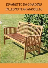 Divanetto panchina da giardino con schienale in legno teak massello thailandese