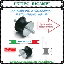 Antivibranti a clessidra sgolati in gomma filetto maschio M6 M8