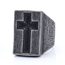 Anello Croce Punk Uomo Acciaio