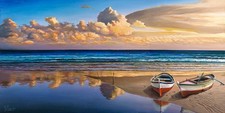 Quadro Barche su Spiaggia