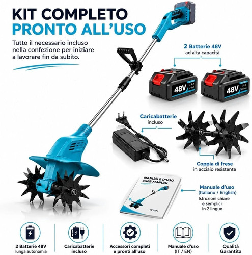 Motozappa con doppia batteria - motozappa,