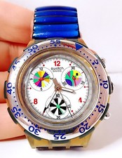 SWATCH AQUA CHRONO SCUBA 1993 Swiss orologio da polso acciaio Bagnino ottimo