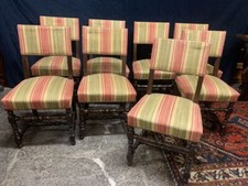 Gruppo di 8  prestigiose grandi sedie poltroncine a rocchetto imbottite