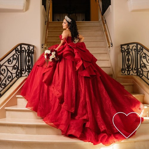 Abito rosso quinceanera abito