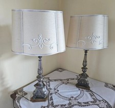 Lampada Antico Torciere Ottone Sbalzato Paralume  Abat Jour Porta Candela Lume