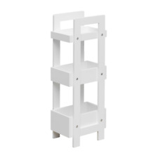 Scaffale da cucina Stretto con 3 Ripiani in Legno Bianco Mobile da bagno Moderno