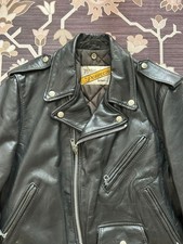 Giacca biker Schott NYC 618 classica pelle doppia nera 36 etichetta biker autentica