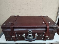 GRANDE VALIGIA VINTAGE IN CUOIO OTTIMA PER ARREDARE O DA VETRINA cm.67 X 39X 25